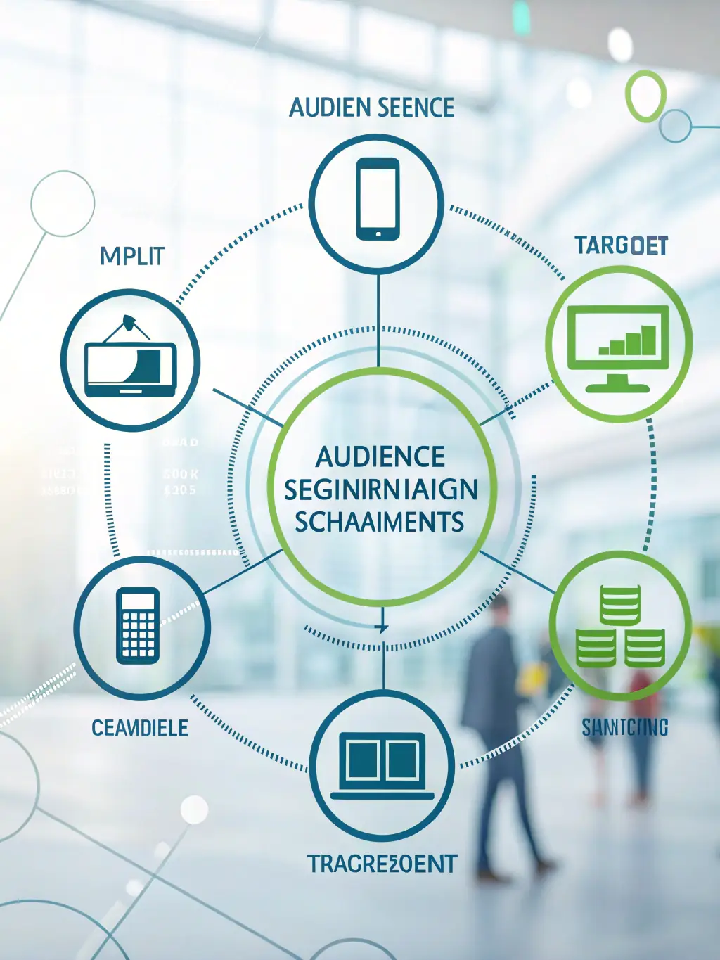 A graphic illustrating the process of personalized marketing, showing targeted messages being delivered to specific customer segments.