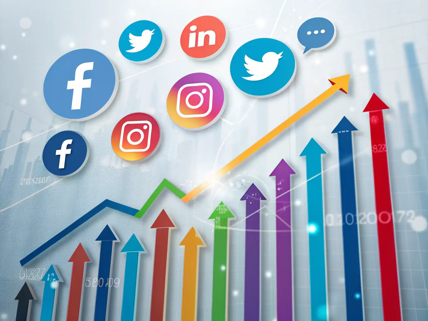 A vibrant image depicting a diverse range of social media platforms, with engaging content and active user interactions, representing Smart Search Media's approach to enhancing brand awareness and engagement.